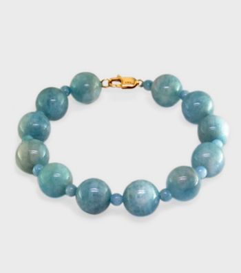 Effy® Aquamarine Bead Bracelet with a 14K Yellow Gold Clasp