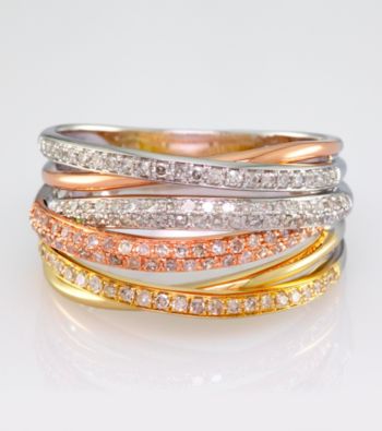 Effy® 14K Yellow, White, and Rose Gold Ring with .54 ct. t.w. Diamond