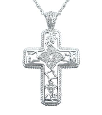 Precious Moments® .07 ct. t.w. Diamond and Sterling Silver Heart Pendant with Bells