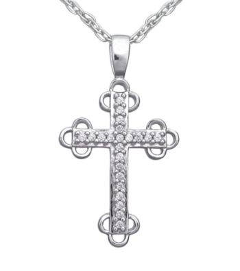 Precious Moments® .10 ct. t.w. Diamond and Sterling Silver Classic Cross Pendant