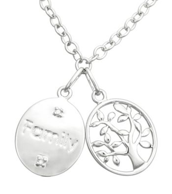 Precious Moments® .01 ct. t.w. Diamond and Sterling Silver Family Pendant