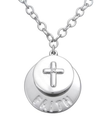 .005 ct. t.w. Diamond and Sterling Silver Faith Pendant