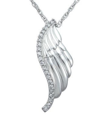 Precious Moments® .09 ct. t.w. Diamond and Sterling Silver Wing Pendant