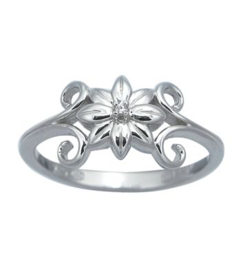 Precious Moments® .005 ct. t.w. Diamond and Sterling Silver Flower Ring