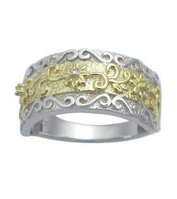 Precious Moments® .005 ct. t.w. Diamond and Sterling Silver Two-Tone Ring