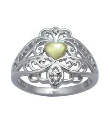 Precious Moments® .01 ct. t.w. Diamond and Sterling Silver Two-Tone Heart Ring