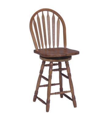 International Concepts Windsor Arrowback Medium Oak Wood Swivel Stool