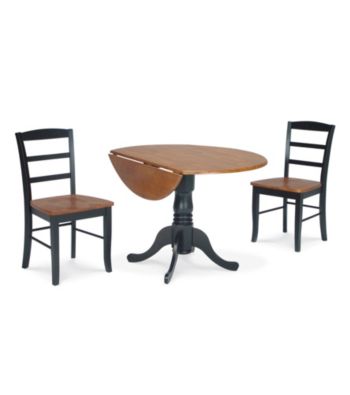 International Concepts 3-pc. Black & Cherry Wood Dual Drop Leaf Dining Set