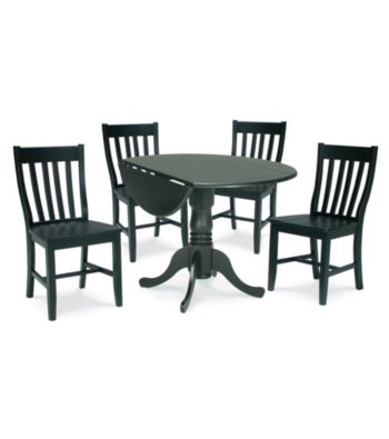International Concepts 5-pc. Black Wood Dual Drop Leaf Dining Set