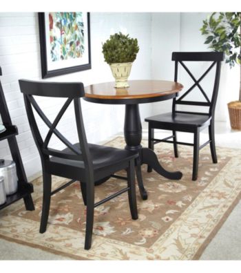 International Concepts Black & Cherry 3-pc. Round Dining Set with X-Back Chairs