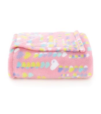 LivingQuarters Kids' Pink Hearts Micro Cozy Throw