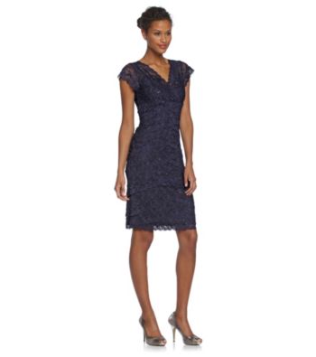 Marina Beaded Stretch Lace Multi-Tier Dress