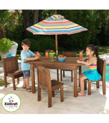 KidKraft Outdoor Espresso Table & Stacking Chair Set