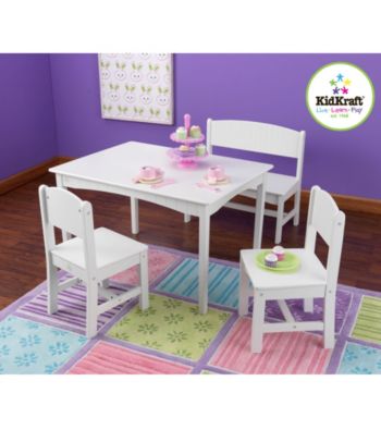 KidKraft Nantucket White Table with Bench & 2 Chairs