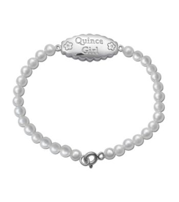 Precious Moments® .01 ct. t.w. Diamond and Sterling Silver Pearl Bracelet