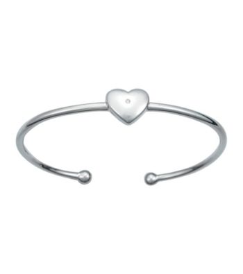 Precious Moments® .005 ct. t.w. Diamond and Sterling Silver Heart Bangle Bracelet