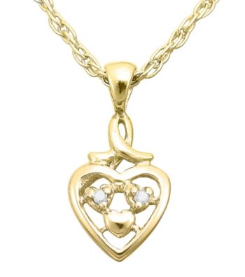 Precious Moments® .01 ct. t.w. Diamond and Goldtone Sterling Silver Heart Pendant