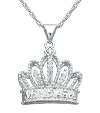 Precious Moments® .06 ct. t.w. Diamond and Sterling Silver Tiara Pendant