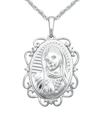 Precious Moments® .005 ct. t.w. Diamond and Sterling Silver Virgin Mary Pendant