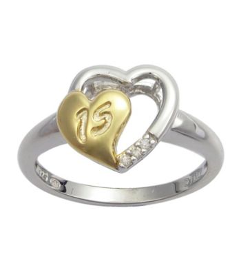 Precious Moments® .015 ct. t.w. Diamond and Two-Tone Sterling Silver 