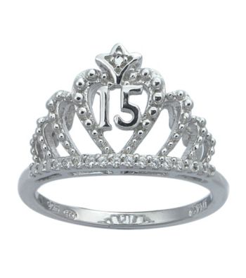 Precious Moments® .05 ct. t.w. Diamond and Sterling Silver Tiara Ring