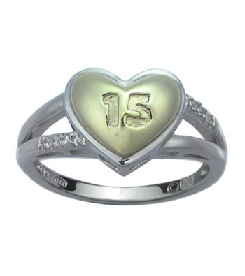 Diamond Accent and Two-Tone Sterling Silver Heart 