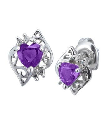 Precious Moments Sterling Silver Birthstone Collection Heart Shaped Earrings
