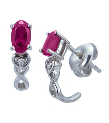 Precious Moments Sterling Silver Birthstone Collection Earrings/Created Ruby