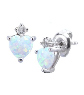Precious Moments Sterling Silver Birthstone Collection Earrings- Created Opal