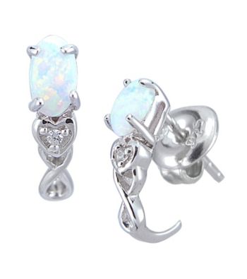 Precious Moments Sterling Silver Birthstone Collection Earrings- Created Opal