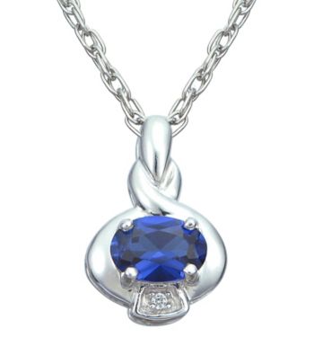 Precious Moments Sterling Silver Birthstone Collection Pendant- Created Sapphire