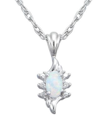 Precious Moments Sterling Silver Birthstone Collection Pendant- Created Opal