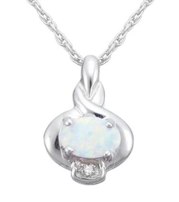 Precious Moments Sterling Silver Birthstone Collection Pendant/Created Opal