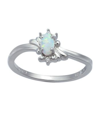 Precious Moments Sterling Silver Birthstone Collection Ring/Created Opal