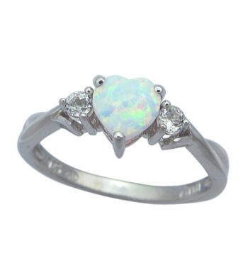 Precious Moments Sterling Silver Birthstone Collection Ring/Created Opal