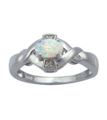 Precious Moments Sterling Silver Birthstone Collection Ring/Created Opal