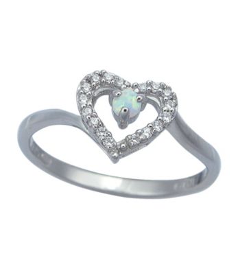 Precious Moments Sterling Silver Birthstone Collection Ring/Created Opal