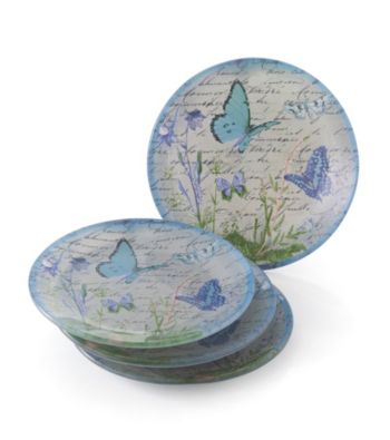 Crystal Clear® Notions Blue Butterfly Set of 4 Salad Plates