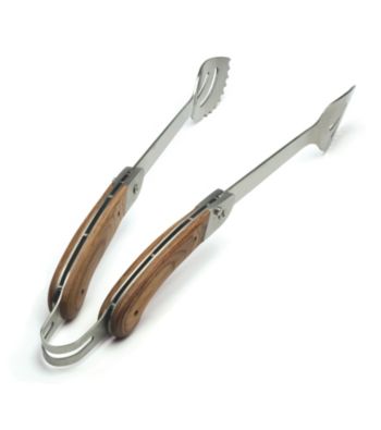 Charcoal Companion Explorer Rosewood Folding Handle Tongs