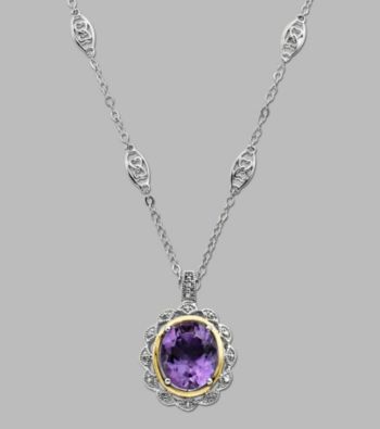 Amethyst and .024 ct. t.w. Diamond Sterling Silver Necklace
