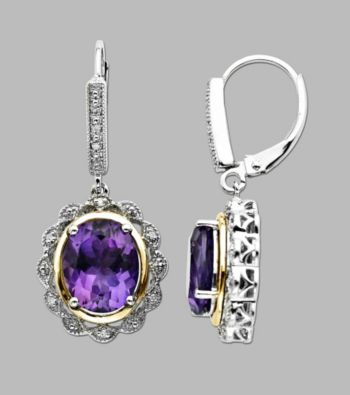 Amethyst and .05 ct. t.w. Diamond Sterling Silver Earrings