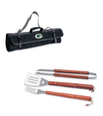Picnic Time® NFL® 3-pc. Black BBQ Tote - Green Bay Packers Digital Print