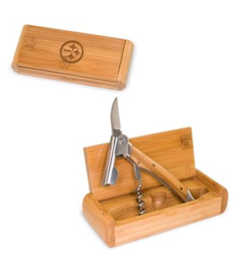 Picnic Time® NFL® Elan Bamboo Corkscrew - Pittsburgh Steelers Engraved