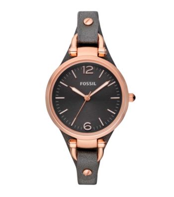 Fossil® Women's Gray Georgia Leather Watch
