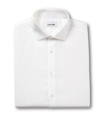 Calvin Klein Men's White Tuxedo Dress Shirt