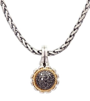 Effy® Sterling Silver and 18K Yellow Gold Floral Pendant with .19 ct. t.w. Diamond