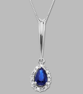 Sterling Silver Blue and White Sapphire Drop Pendant
