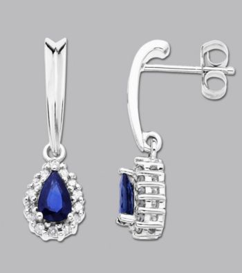 Sterling Silver Blue and White Sapphire Drop Earrings
