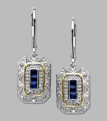 .13 ct. t.w. Diamond and Blue Sapphire Drop Earrings