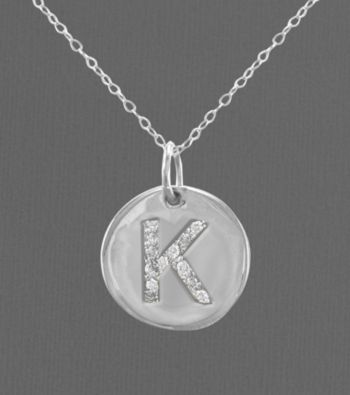 .05 ct. t.w. Diamond and Sterling Silver Initial Pendant